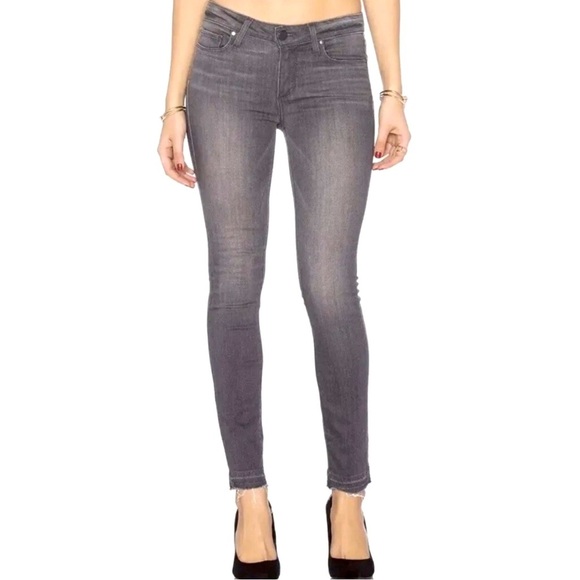 PAIGE Verdugo Skinny Ankle Jeans Mid Rise Raw Hem Fall Grunge Size 28 - Picture 2 of 12